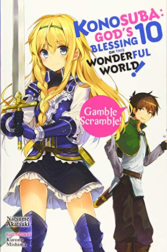 Cover of Konosuba light novel, volume 10, featuring fantasy characters.