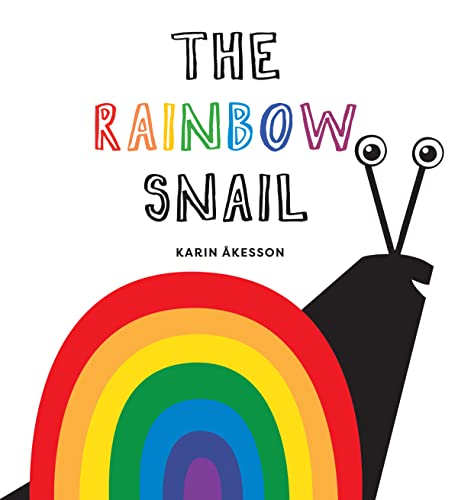 Book cover: black snail with a rainbow-colored shell and large eyes.