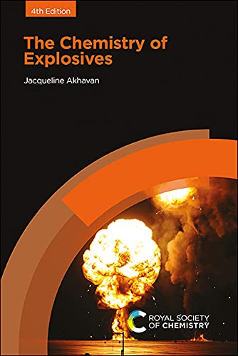 Book cover for The Chemistry of Explosives featuring a large orange fire explosion.