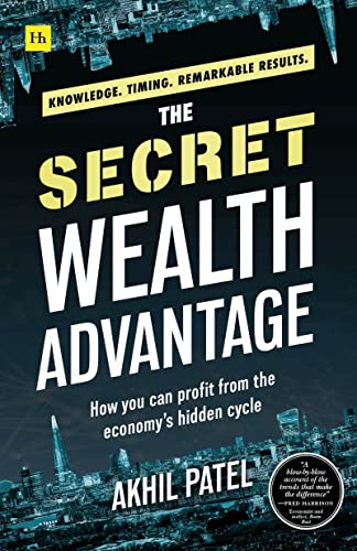 Book cover: “The Secret Wealth Advantage” by Akhil Patel, with city skyline.