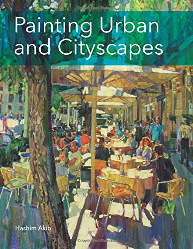 Book cover: "Painting Urban and Cityscapes" with a cafe scene painting.