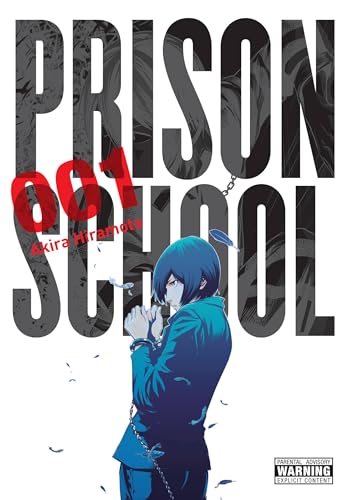 Prison School" volume one cover: boy with blue hair, black and white manga art.