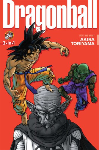 Goku, Piccolo, and a Namekian elder on the red cover of Dragon Ball volume 6.