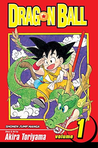 Goku riding a green dragon on the cover of Dragon Ball volume 1 manga.