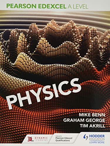 Textbook cover for Pearson Edexcel A Level Physics, with abstract graphic.