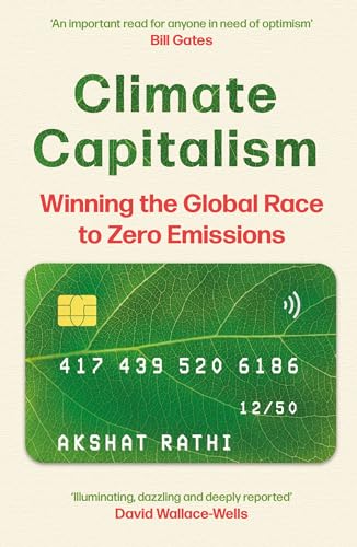 Book cover titled Climate Capitalism with a credit card graphic featuring a leaf texture.