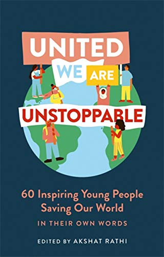 Book cover with illustrated globe and diverse young people holding signs.