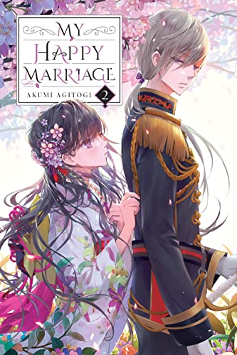 Novel cover with two anime characters amidst pink cherry blossoms.