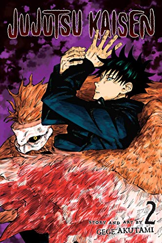 Jujutsu Kaisen volume 2 cover: a young man and a large, fierce creature.