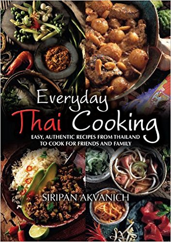 Cookbook cover featuring Thai food photography and title "Everyday Thai Cooking".