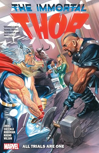 Comic book cover featuring Thor and other characters in a dramatic scene.