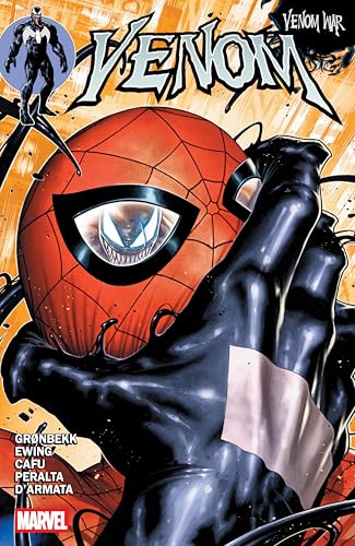 Comic book cover featuring Venom, a black and red alien symbiote.