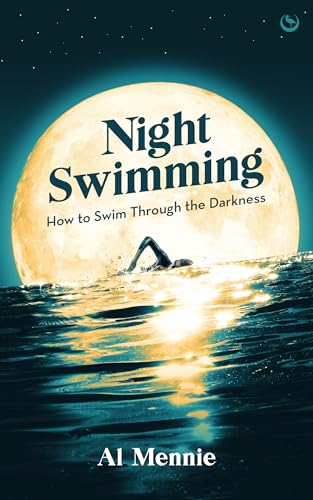 Book cover: swimmer silhouetted against a large, bright moonlit ocean.