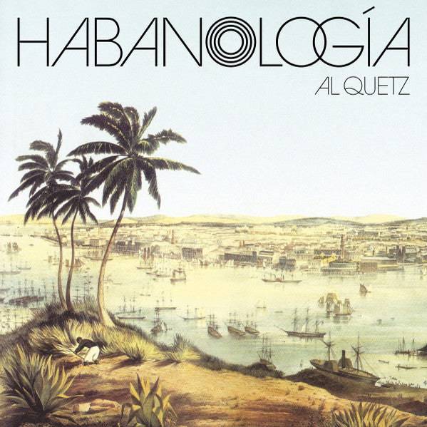 Album cover: vintage harbor scene with palm trees and ships.