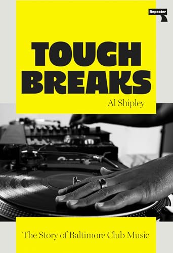 Book cover: “Tough Breaks” with a DJ and turntable image.