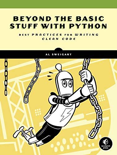 Book cover with cartoon robot pulling on chains, titled “Beyond the Basic Stuff With Python.”