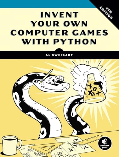 Book cover: "Invent Your Own Computer Games With Python" featuring a snake.