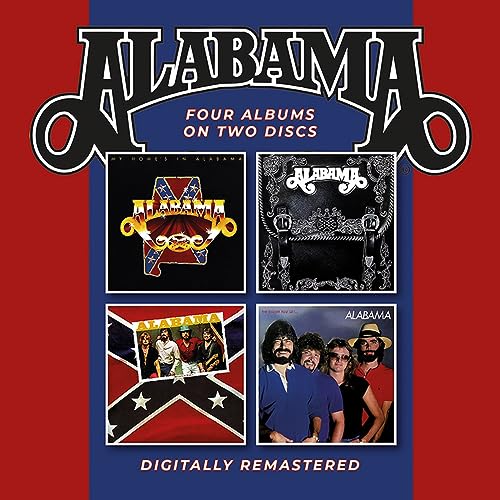 Alabama band CD cover featuring four album artworks on a red background.
