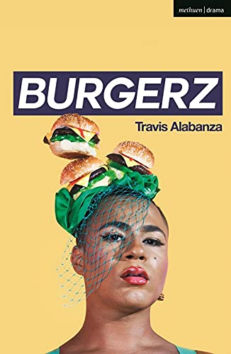 Book cover showing a person wearing a headpiece made of burgers and green netting.