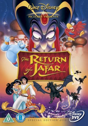 DVD cover art for Aladdin: The Return of Jafar featuring Jafar, Genie, and Aladdin characters.