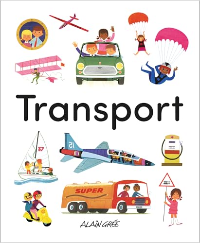 Colorful illustrated children’s book cover depicting various modes of transport.