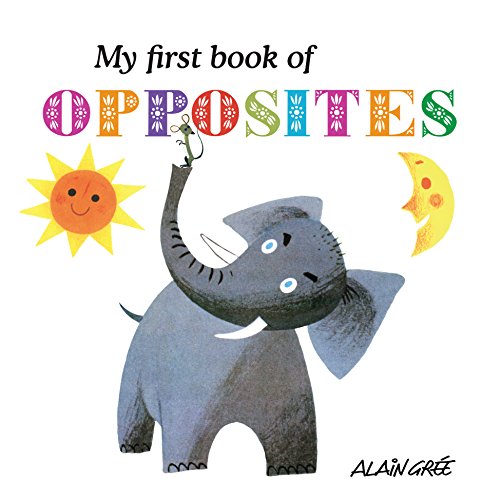 Children’s book cover with an elephant, sun, moon, and colorful title.
