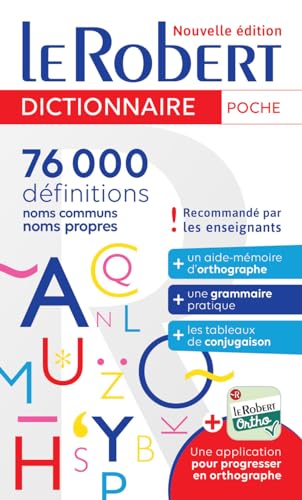 French pocket dictionary “Le Robert”, 2024 edition, with colorful letter graphics.