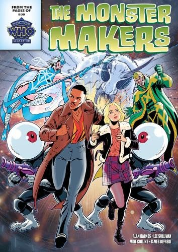 Doctor Who magazine cover featuring characters and monsters in a comic style.
