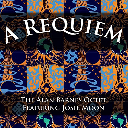 The image is a CD cover with a dark blue and orange patterned background.