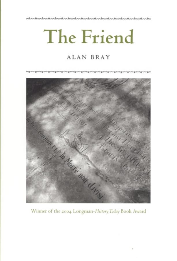 Book cover: "The Friend" with a textured, grayscale image of a monument.