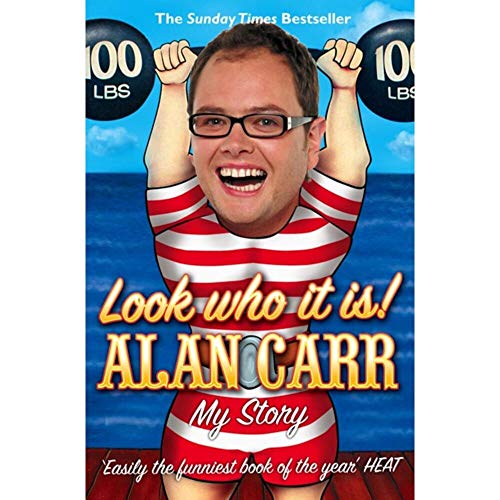 Book cover: Alan Carr’s memoir, featuring him in a red and white striped outfit.