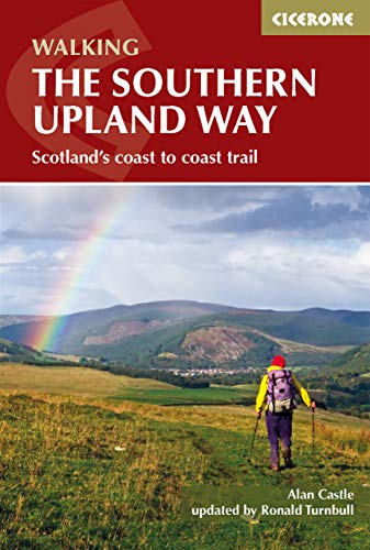 Book cover featuring a hiker in Scottish hills under a rainbow.