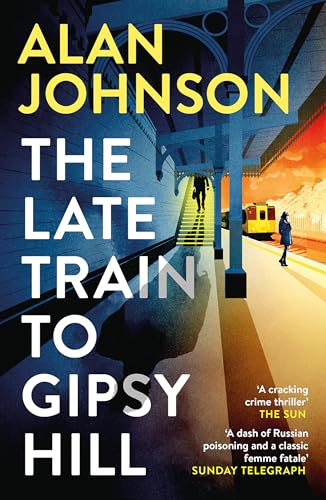 Book cover: "The Late Train to Gipsy Hill" with a train station scene.