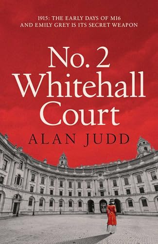 Book cover: "No. 2 Whitehall Court" with a woman in red and building facade.