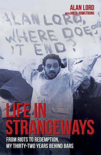 Book cover featuring a man with arms raised in front of a prison wall.