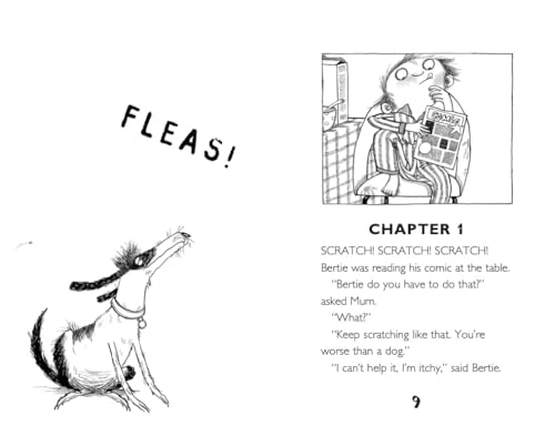 Black and white illustration of a boy, dog, and fleas from "Pets and Pests".