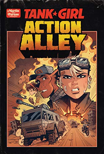 Comic book cover featuring Tank Girl, a tank, and chaotic action scene.