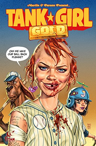 Comic cover featuring Tank Girl and companions, bloodied and holding baseball equipment.