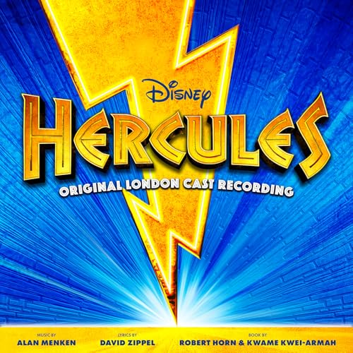 CD cover for Disney’s “Hercules” original London cast recording, with lightning.