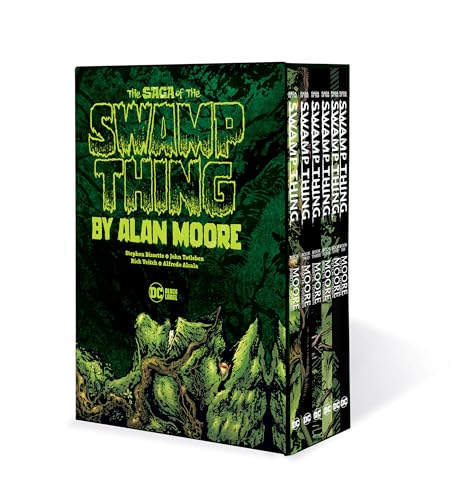 Green boxed set featuring Swamp Thing comic book covers and artwork.
