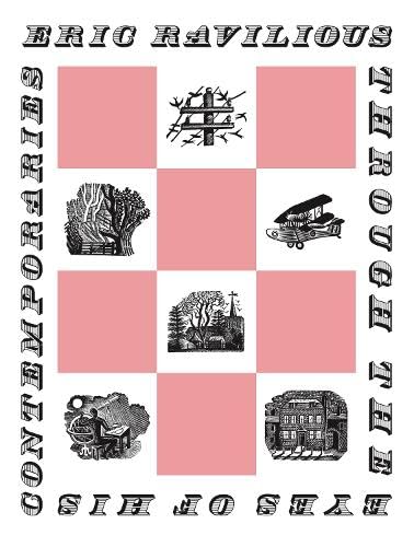 Book cover with pink grid squares containing black and white illustrations of Eric Ravilious.