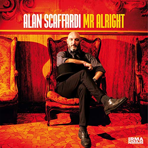 Album cover for Alan Scaffardi’s “Mr Alright” featuring a man in a chair.