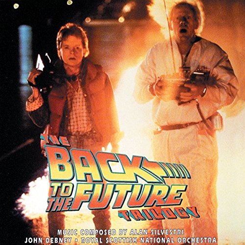“Back to the Future” trilogy CD cover featuring Marty McFly and Doc Brown.