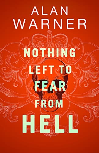 Book cover with a skull, crown, and ornamental patterns on a red background.