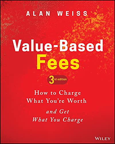 Book cover for Value-Based Fees by Alan Weiss with a red textured background.