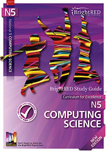 National 5 Computing Science study guide cover with colorful figures.
