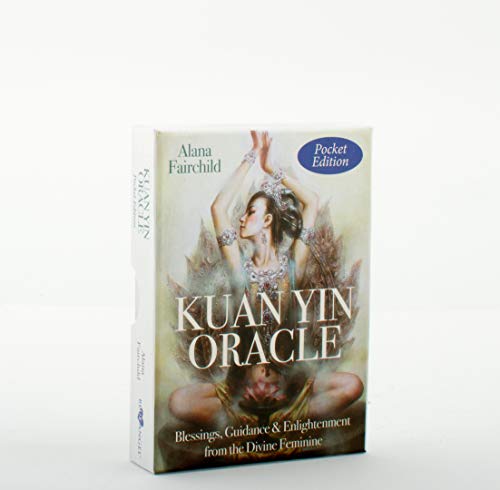 Kuan Yin Oracle pocket edition card deck box with a woman’s illustration.