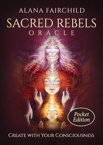 Sacred Rebels Oracle pocket edition deck cover featuring layered ethereal figures in warm tones.