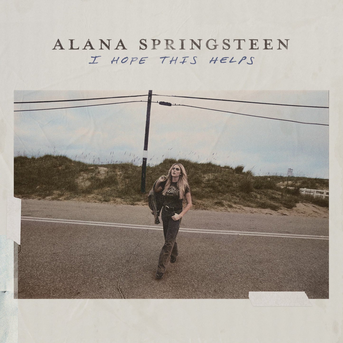 Album cover for Alana Springsteen’s “I Hope This Helps” featuring a woman walking.
