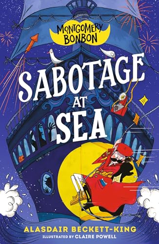 Book cover: a colorful illustration of a ship with characters and fireworks.